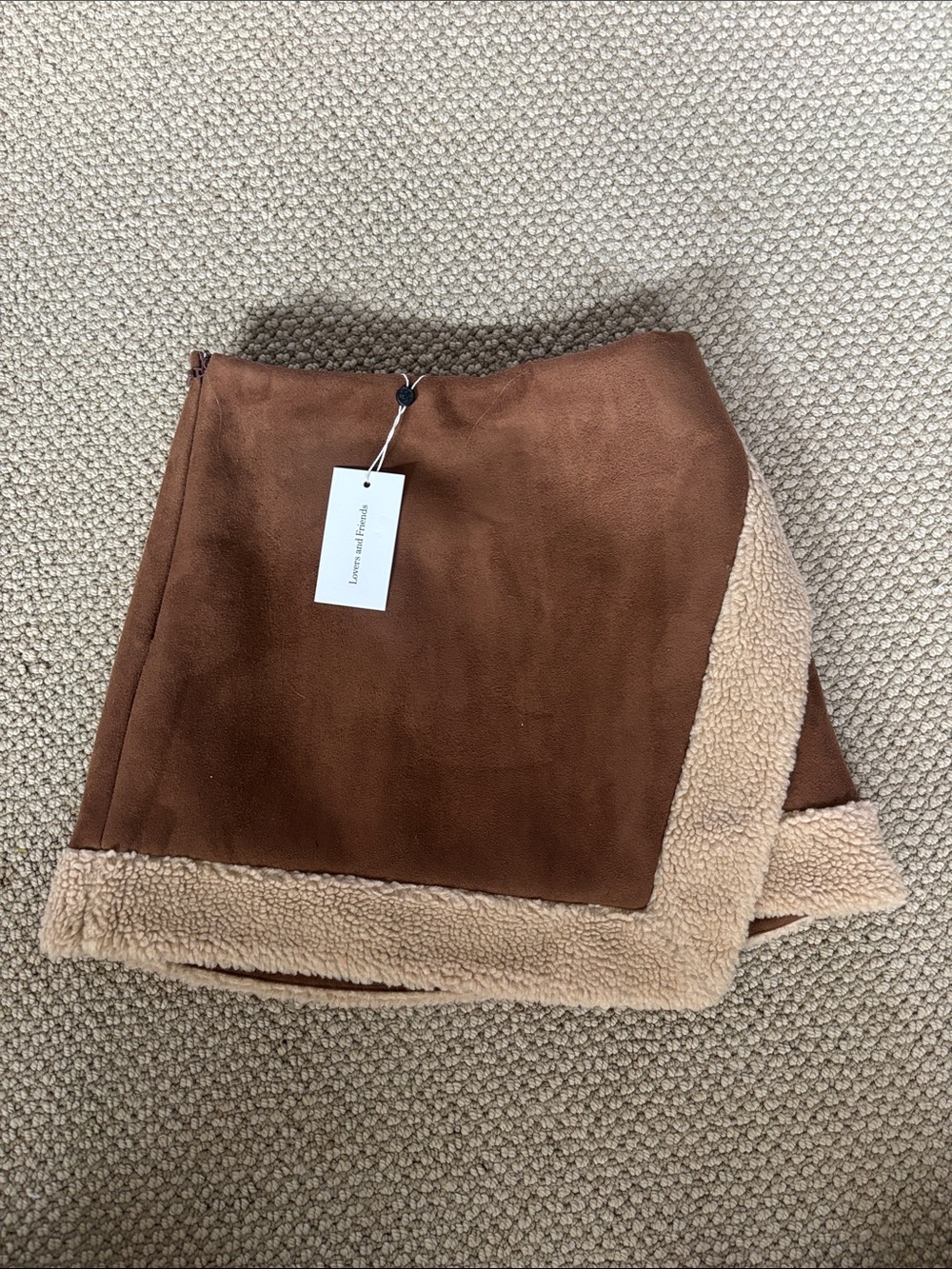 Brown Sherpa-Lined Skirt